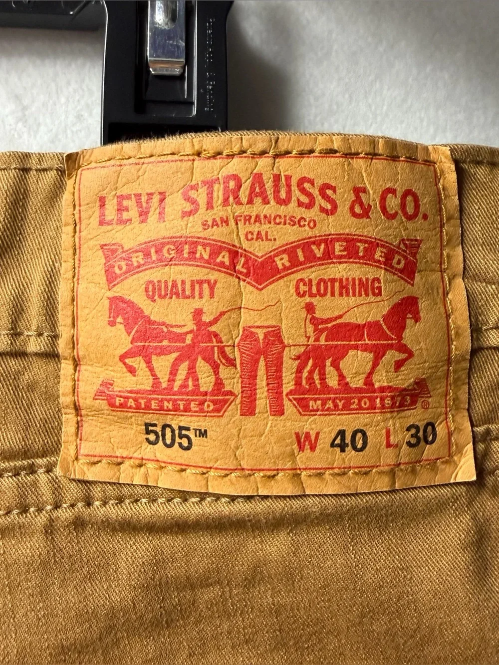 Levis 505 Regular Fit Jeans Mens Size 40 X 30 Tan Brown WaterLess Pants
